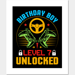 Birthday Boy Level 7 Unlocked Gamer Birthday Posters and Art